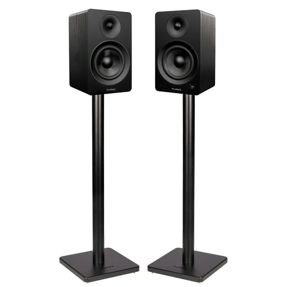 Fluance Ai61 Powered 2-Way 2.0 Stereo Bookshelf Speakers with Speaker Stands 6.5" Drivers 120W Amplifier for Turntable Bluetooth 5 Wireless Music Streaming - RCA Optical USB & Sub Out (Black Ash)