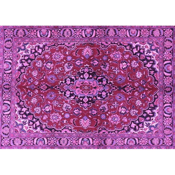Ahgly Company Indoor Rectangle Medallion Purple Traditional Area Rugs, 5' x 8'