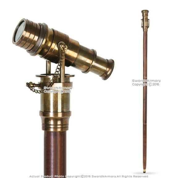 Handmade Sheesham Wood Walk Costume Cane Telescope Handle