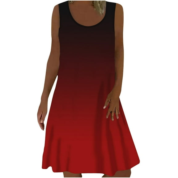 JINMGG 2024 Summer Plus size Clearance Dresses for Women under $10,Women's Summer Fashion Printed Sleeveless Pullover Dress