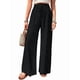 thumbnail image 3 of Pantalones de Salón de Pierna para Mujer, Cintura Alta, Ajustables, con Nudo de Lazo, Holgados. Negro M, 3 of 9