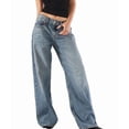 thumbnail image 3 of Women Y2k Baggy Jeans Loose Fit Boyfriend Straight Wide Leg Jeans Trendy Stretch Long Denim Pants Light Blue L, 3 of 9