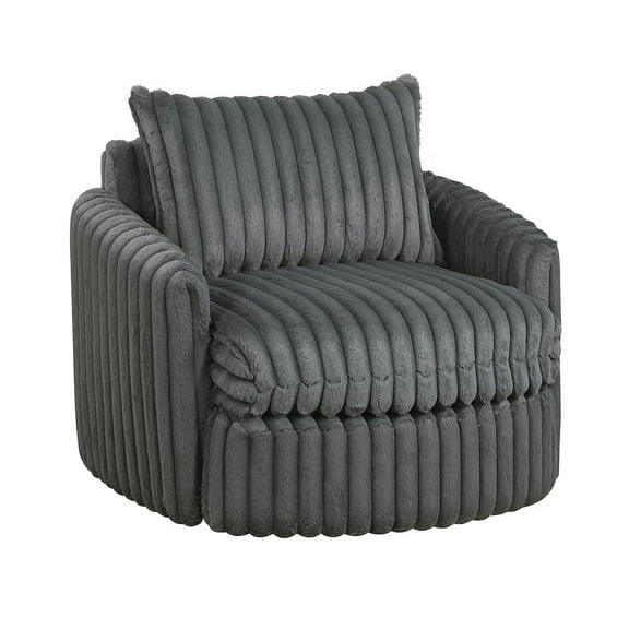 Lexicon Tomball Corduroy Swivel Chair in Dark Gray