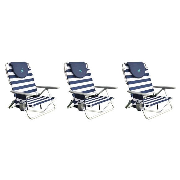 Ostrich Chaise hors Terre de Plage en Sable 6 Pouces à Poser sur le Dos, Rayée (Lot de 3)