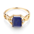 thumbnail image 2 of Gem Stone King 2.06 Ct Emerald Cut Blue Lapis 18K Yellow Gold Plated Silver Ring, 2 of 5