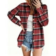 thumbnail image 7 of UQJfacai Womens Plaid Jacket Casual Lightweight Long Sleeve Button Down Flannel Shacket Shirt Collar Fall Winter Coat with Pocket, 7 of 7