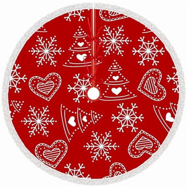 Christmas Tree Skirt 120Cm With Hem - Fabric Base Cover For Gifts, Tree Stand, And Holiday Decor