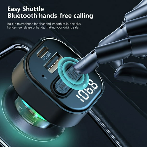 Transmetteur FM Bluetooth,Lecteur MP3 4 en 1 Adaptateur Voiture Radio