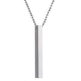 thumbnail image 2 of Collar con barra vertical de acero inoxidable plateado, regalo para hombre y mujer., 2 of 3