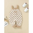 thumbnail image 3 of Bagilaanoe Newborn Baby Girl Knitted Jumpsuit Sleeveless Checkerboard Print Romper Overalls 6M 12M 18M 24M Infant Autumn Winter Long Pants, 3 of 9