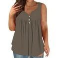 thumbnail image 1 of Duoif Débardeurs pour Femmes, Camisole d'Été pour Femmes Grande Taille Coupe Ample Col Rond à Boutons devant Haut Décontracté Hauts pour Femmes Café XXXXXL, 1 of 5