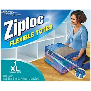 Ziploc Big Bag 71598 Flexible Tote, 20 gal Capacity, Plastic, Clear, Zipper  Closure, 24 in L, 32-1/2 in W
