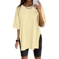 thumbnail image 2 of Dpytoraw Women Oversize Sports Shirt Short Sleeve Blouses Summer Loose Tops Functional Shirt Tunic Loose With Slits, 2 of 4
