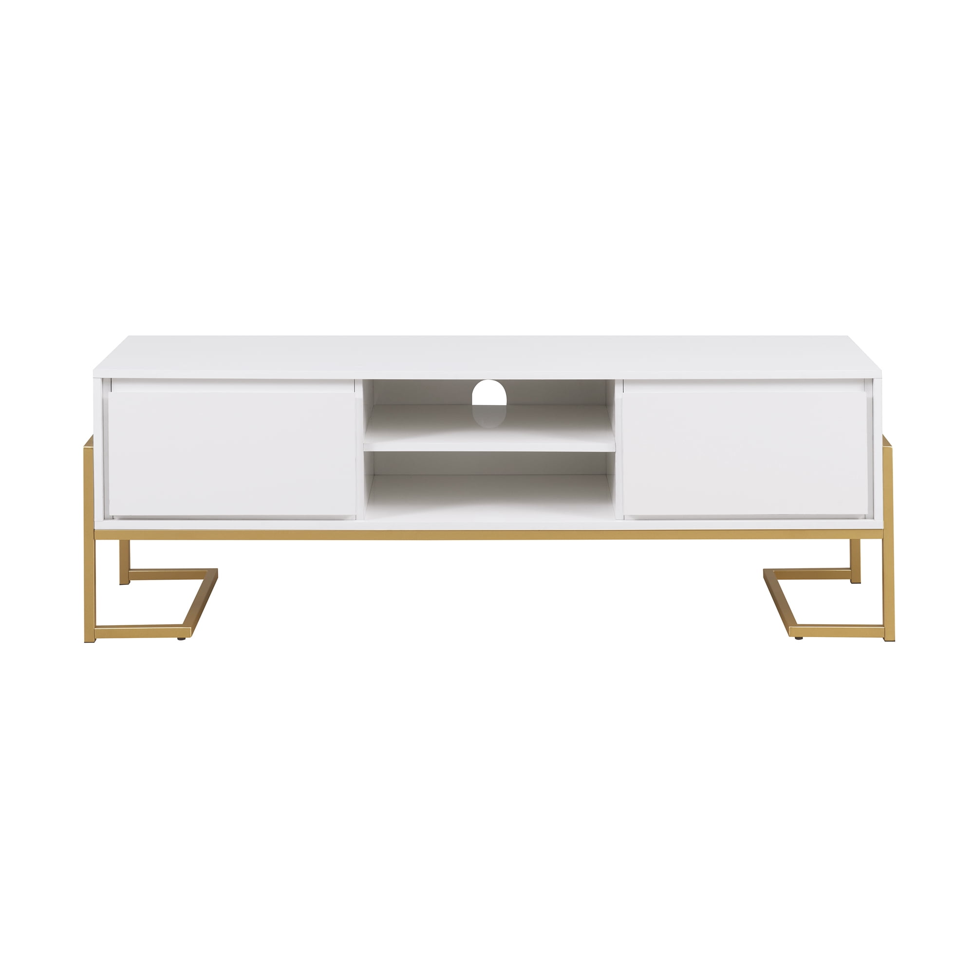 Walker Edison Modern 60" 2-Drawer Media Console, Solid White