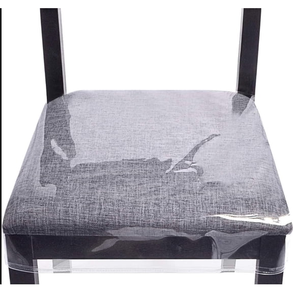 4 Pack Plastic Dining Chair seat Covers/slipcovers with Adjustable Belt Strap (20‘’ W x 17‘’D x 4‘’H)