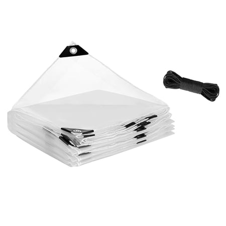 Osfvolr 6.6x9.8ft Anti-Tear Clear Tarp for Patio Waterproof Windproof Plastic Tarps with Grommets for Chicken Coop Greenhouse