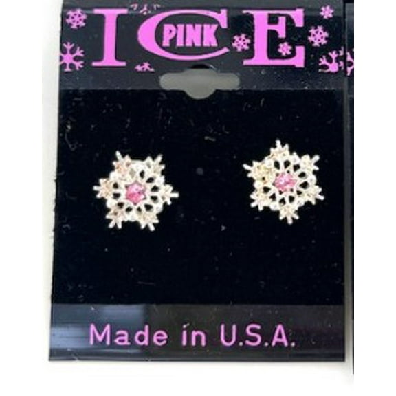 Pink Ice Snowflake Holiday Christmas Earrings