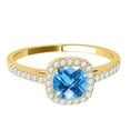 thumbnail image 3 of Aonejewelry 1.10 Ct. Ttw Diamond and Cushion Shaped Blue Topaz Ring in 10K Yellow Gold, 3 of 4
