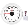thumbnail image 1 of Instrumento medidor de reloj universal de 2 pulgadas 0-Contador de horas de 12 V/24 V con luz de fondo roja para coche, barco, yate, motocicleta, esfera blanca y marco blanco., 1 of 14