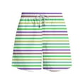thumbnail image 3 of LYEAA Men's Swim Board Shorts Elastic Waist Summer Beach Big Swimming Trunks Stripe Drawstring Surf Shorts Casual Loose Sports Trendy Comfort Swimsuit Bathing Suit with Pockets Green L, 3 of 5