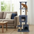 thumbnail image 2 of Costway 64" Tall Cat Tree with 2 Large Condos, Jute Scratching Posts, Plush Top Perch Dark Gray, 2 of 9