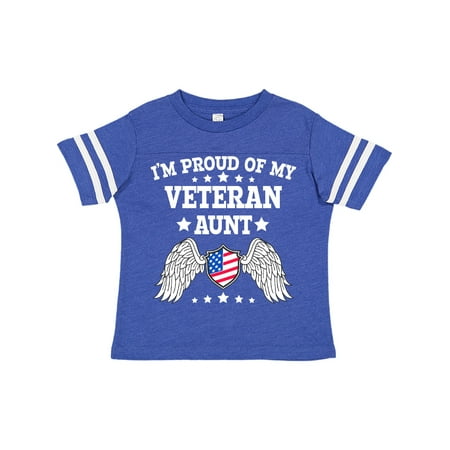 

Inktastic I m Proud of My Veteran Aunt with Shield American Flag and Angel Wings Gift Toddler Boy or Toddler Girl T-Shirt