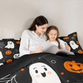 thumbnail image 4 of Manfei Halloween Ghost Pumpkin Full Size Bedding Sets 7 Pieces, Festival Theme Full Size Bed in a Bag, Black Orange White,Black Reversible, 4 of 7