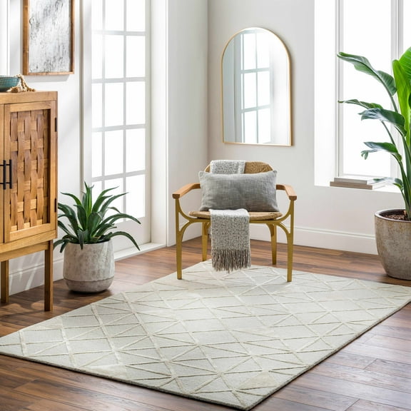 Hauteloom Dyani Wool Living Room, Bedroom Area Rug - Beige, Gray, Brown - 2' x 3'