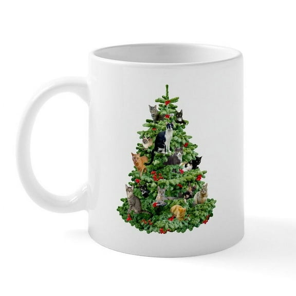 CafePress - Cats In Tree Mug - 11 oz Ceramic Mug - Novelty Coffee Tea Cup
