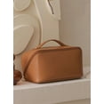 thumbnail image 4 of SEARIPE Cosmetic Bag Plain Multi Layer Makeup Bag Zipper Organizer Toiletry Bag Waterproof Travel Bags for Women and Girls Brown, 4 of 7