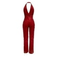 thumbnail image 4 of Skinny Slim Fit Sequin Deep V-Neck Sleeveless Bodysuit,Women's V Open Back Spicy Girl Bodysuit Tassel, 4 of 6