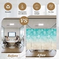 thumbnail image 5 of Teal Beige Ombre Coastal Window Privacy Film, Nautical Beach Starfish Coral Summer Static Cling UV Sun Blocking Heat Control Window Tint Day and Night, Non-Adhesive One Way Privacy Cover 23.6''x59'', 5 of 7