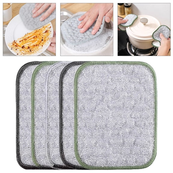 Round Wire Dishwashing Rags, Nylon Non-Scratch Kitchen Scrubbers, Reusable Quick-Dry Cleaning Cloths for Sinks & Cookware, Heavy-Duty Yet Gentle, 3-Pack Zero-Waste Dish Duty Upgrades Harlik