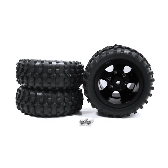 Vogacara 2x1/10 llantas de rueda, pieza de actualización de neumático RC, llantas de rueda de control remoto de plástico resistente al Kits de construcción modelo Negro