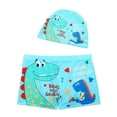 thumbnail image 2 of Pandaie Baby Toddler Boys Swim Trunks Set Rash Guards Dinosaur Swimsuit Shorts Cute Summer Beach Bathing Suit with Hat 4-5 T,Sky Blue, 2 of 4