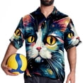 thumbnail image 4 of Cat Men's Short Sleeve Spread Collar Button Down Beach Print Casual Shirts, 4 of 6