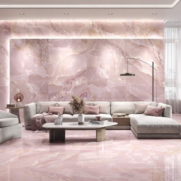 The Tile Life Riptide 4 in x 4 in Rose Polished Porcelain Tile Sample 1 Piece