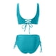 thumbnail image 3 of Gibobby Trajes de Baño para Mujer 2023 mujer nueva Split Wrap Lace Up Hollow Out Bikini Color sólido Sexy cintura alta Bikini de venta rápida(Azul claro,G), 3 of 5