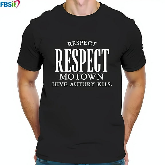 Motown Inspired Cotton Short Sleeve T-Shirt - Bold 'RESPECT' Typography Design Casual Music