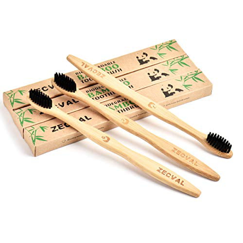 Pack Of 8 Zecval Biodegradable Natural Bamboo Toothbrushes Bpa Free Soft Bristl 