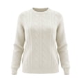thumbnail image 7 of yillto Womens Cable Knit Sweater Top Long Sleeve Crewneck Pullover Warm Fall Winter Loose Sweaters Tops, 7 of 7