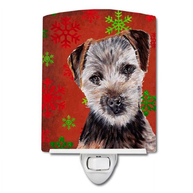 Carolines Treasures SC9759CNL Norfolk Terrier Puppy Lumière de Nuit en Céramique Flocons de Neige Rouges