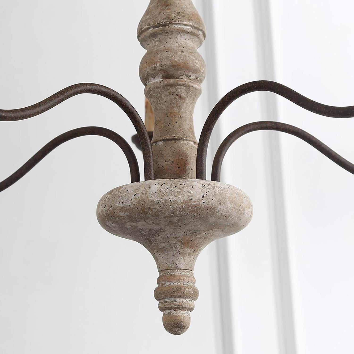 LNC 5-Light Farmhouse Bronze Candle Style  Antique Wood Chandelier
