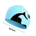 thumbnail image 2 of Gorro de natación de silicona para cabello largo, cubre orejas, flexible e impermeable, color azul, 2 of 5