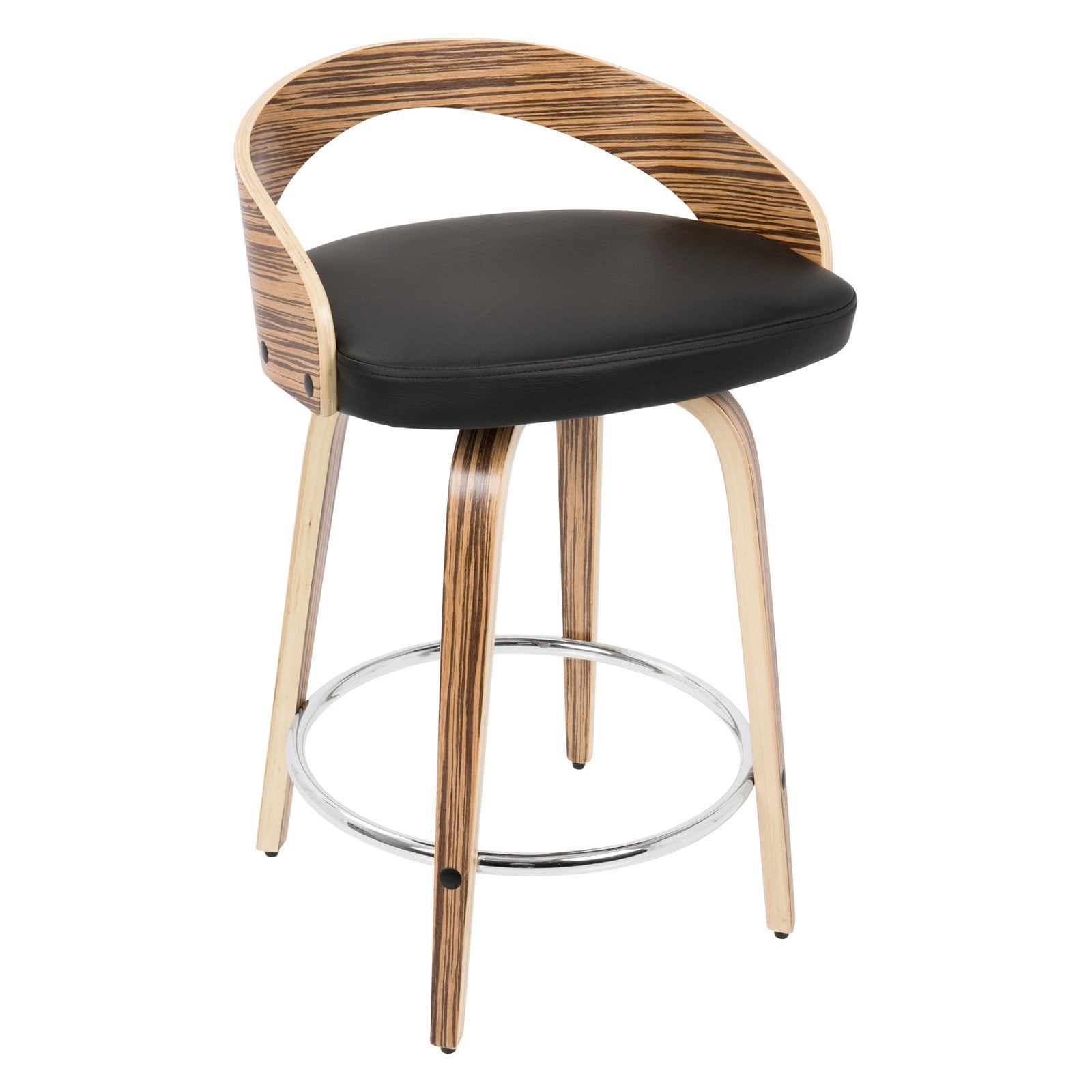 Lumisource Grotto Bar Stool In Zebra And Black Finish CSJYGRT ZB+BK