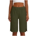 thumbnail image 6 of vigerkar Women's Casual Summer Bermuda Shorts Side Split Button Deco Knee Length Long Shorts with Pockets, Dressy High Waisted Work & Beach Outfits (Green, 5XL), 6 of 8