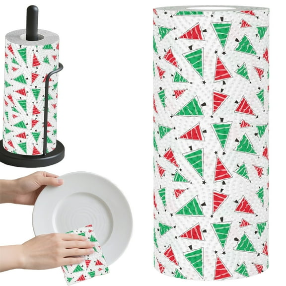 Christmas Paper Towels Kitchen Paper Hand Towels: 1 Rolls Disposable Christmas Print Paper Towel Rolls, Highly Absorbent Hand Towels for Holiday Kitchen Resturant