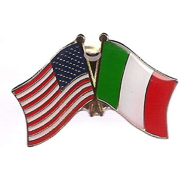 Pack of 12 Italian Flag Lapel Pins, Italy Crossed Double Friendship