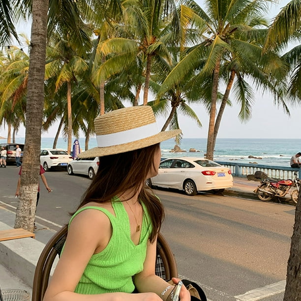 Weloille Straw Boater Summer Sun Hat - Wide Brim Fedora  display picture 2