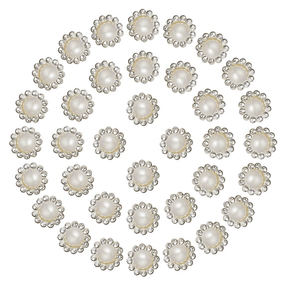 12mm Sunflower Pearl Sew on Rhinestones, 200 Pcs Rhinestone Sequin Embellishments Crystal Glass Silver Base for Bedazzling, Beige